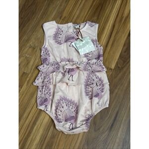 NWT Kate Quinn Baby Girls 18-24 Months Pink Peacock Romper Outfit
